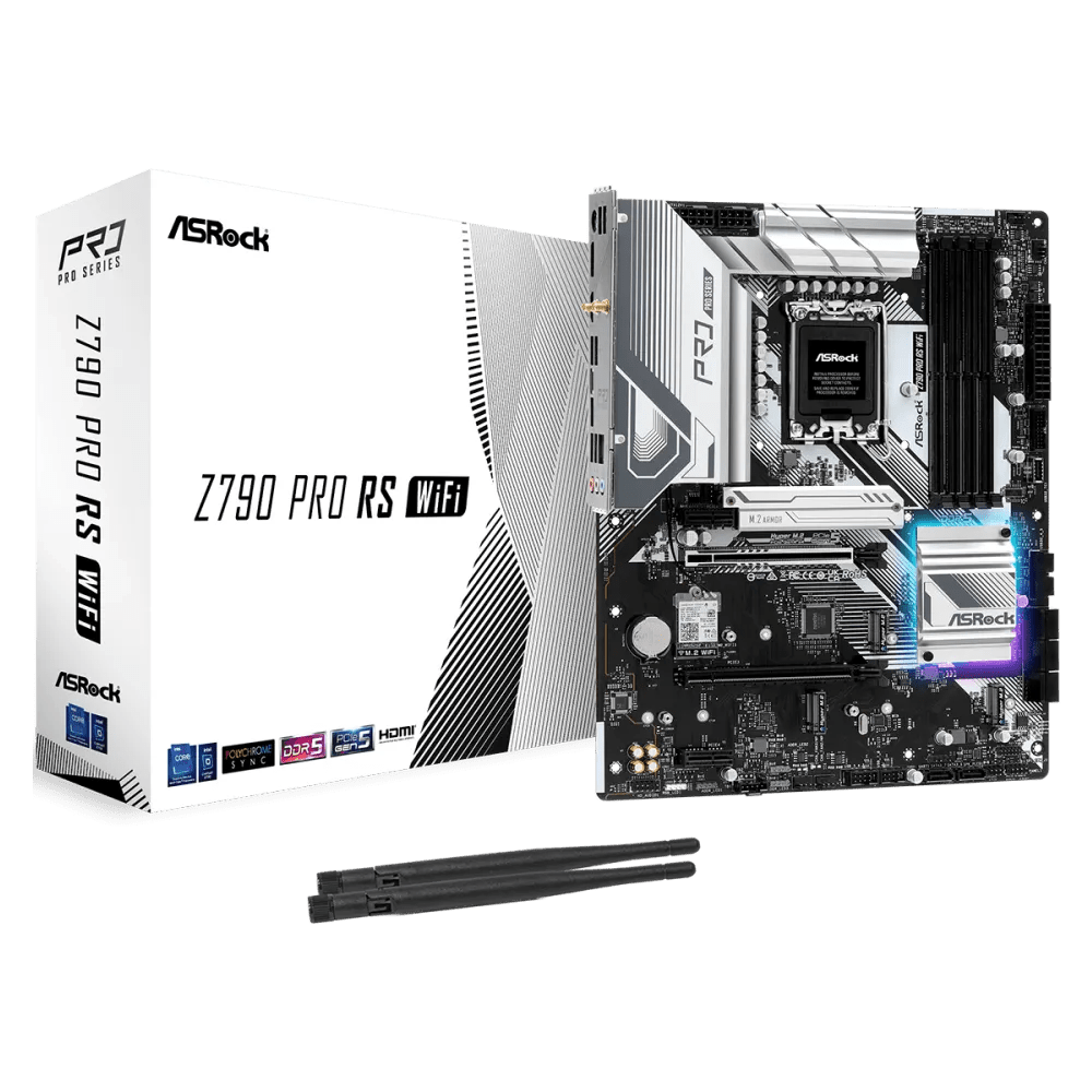 ASRock Z790 Pro RS WiFi 700 Series Intel Motherboard | 90 - MXBL50 - A0UAYZ | - Vektra Computers LLC ASRock Z790 Pro RS WiFi 700 Series Intel Motherboard | 90 - MXBL50 - A0UAYZ | - Vektra Computers LLC